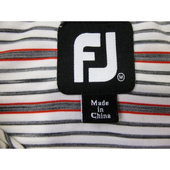 Footjoy FJ Polo Golf Shirt Mens Medium Striped Short Sleeve Shannopin Logo - Picture 3 of 11